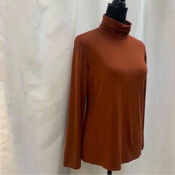 BIANCA Nygard rust brown long sleeve turtleneck top Sz MP - Picture 2 of 8